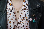 leopard shirt pin's and necklace